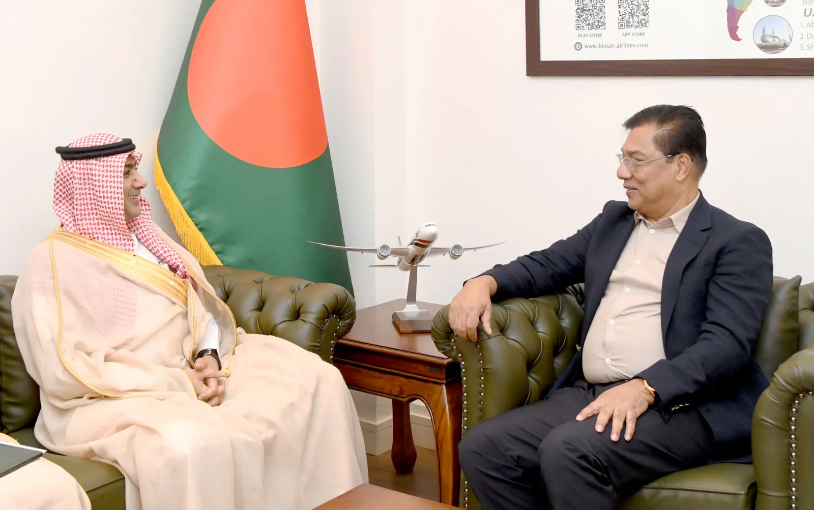 বাংলাদেশ-সৌদি বিমান যোগাযোগ ও পর্যটন সহযোগিতা বাড়ানোর ওপর গুরুত্বারোপ করলেন বেসামরিক বিমান পরিবহন ও পর্যটন মন্ত্রী